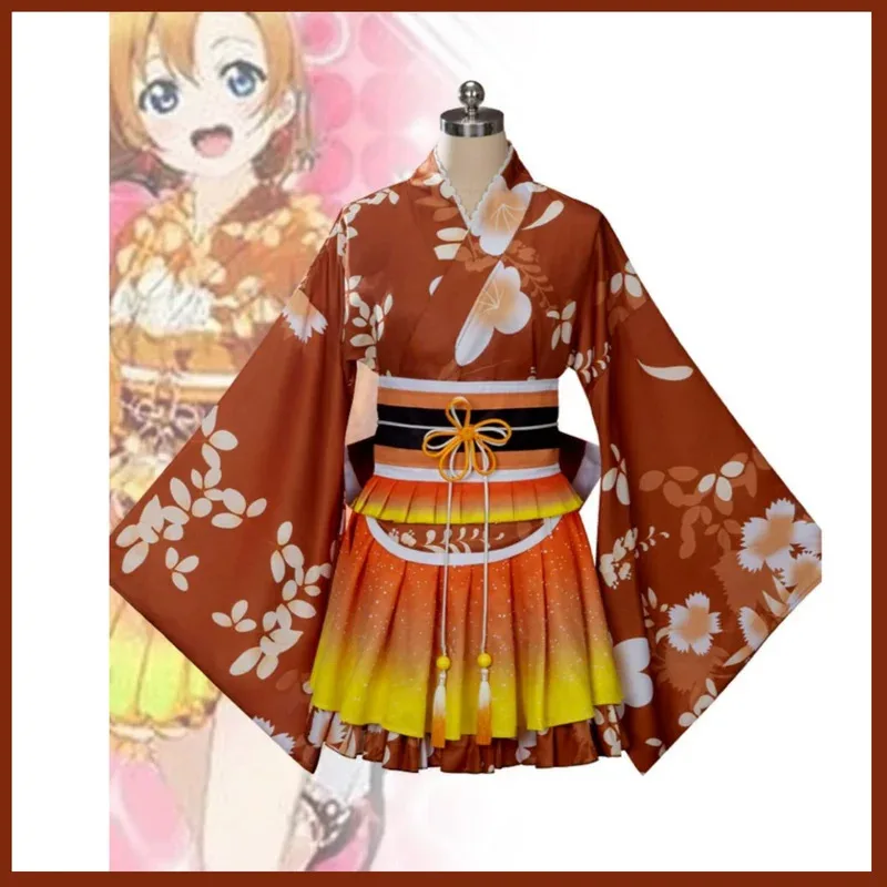 

Anime LoveLive!School Idol Project Honoka Kousaka Cosplay Costume Japanese Kimono Bathrobe Wig Woman Sexy Halloween k;3,c'5.b;8'