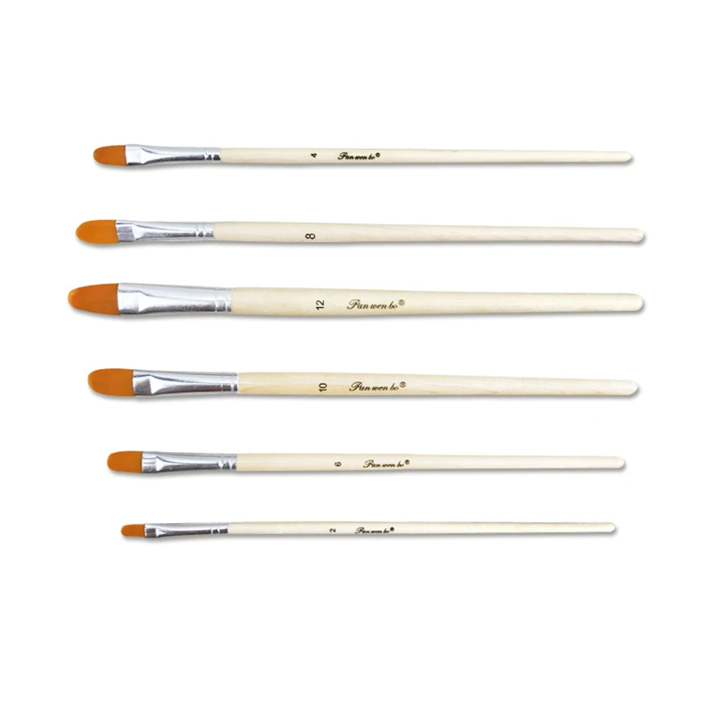 

6 Pcs Watercolor Brushes Nylon Bristles Painting Drawing Set Kids Compressor Wooden Handle Art Supplies Student Beginner