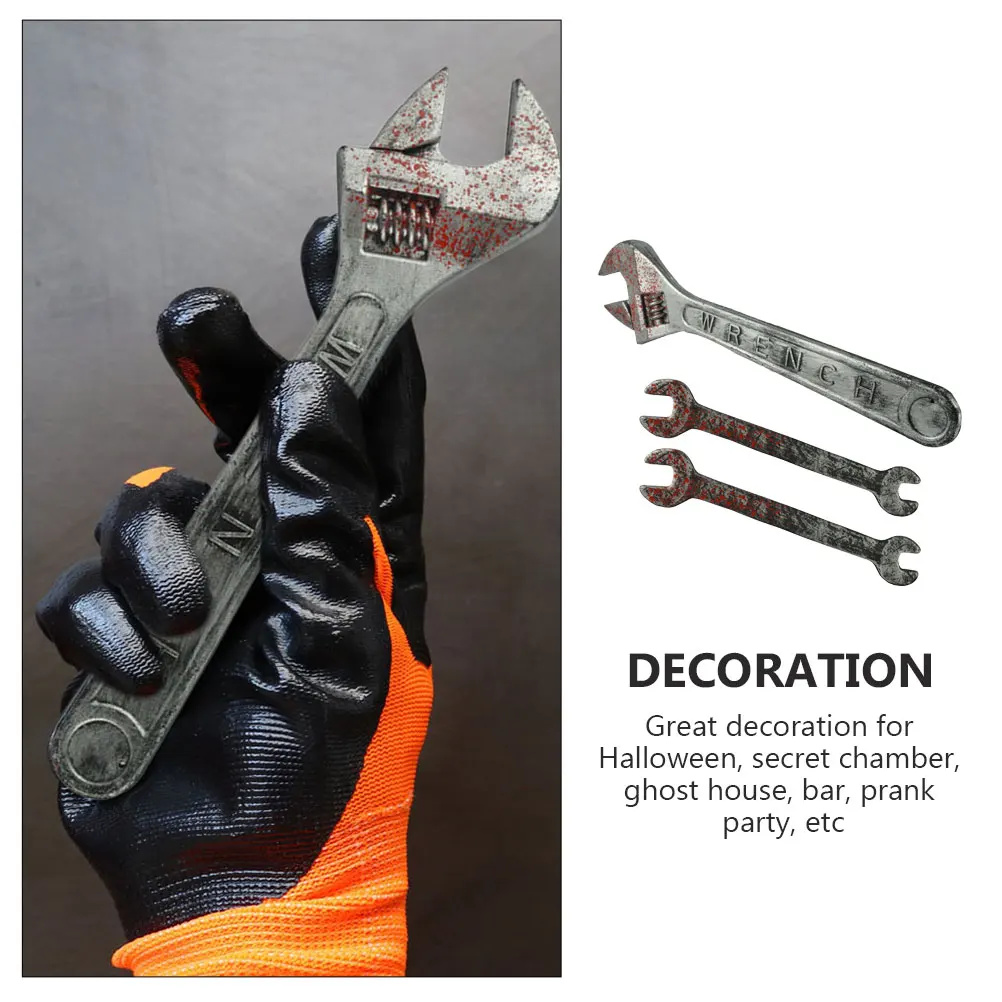 

3pcs Plastic Fake Wrench Party Tricky Toy Simulation Wrench Props for Haunted House Escape Room Horror Chamber
