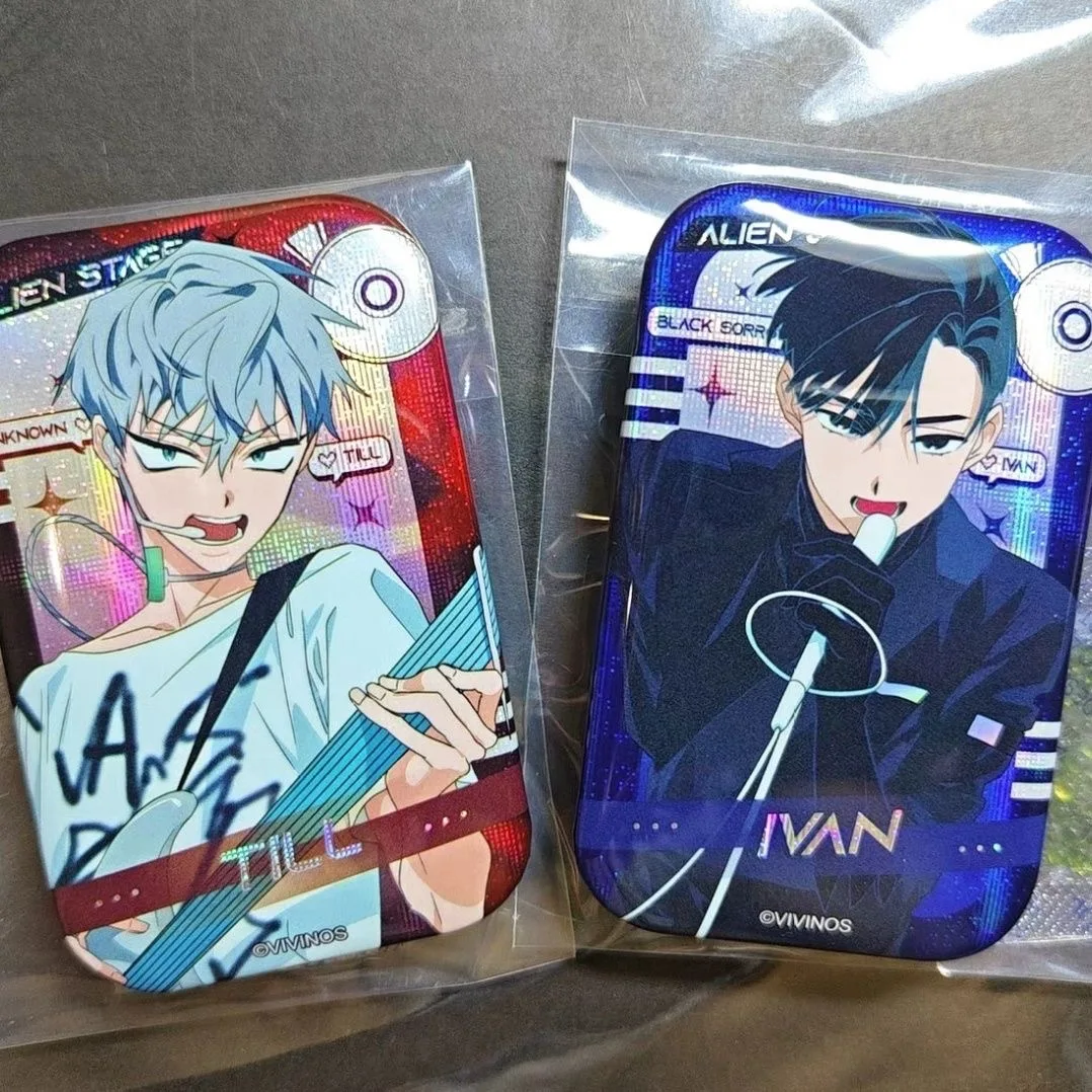 Barra cuadrada doble intermitente de anime de escenario alienígena, barra de insignia rectangular intermitente doble ivan de azulejos, regalo casero