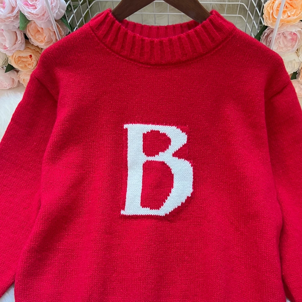 YuooMuoo Maglioni da donna 2025 Autunno Inverno Lettera lavorata a maglia Pullover a maniche lunghe Top Maglioni femminili Streetwear Abiti da donna