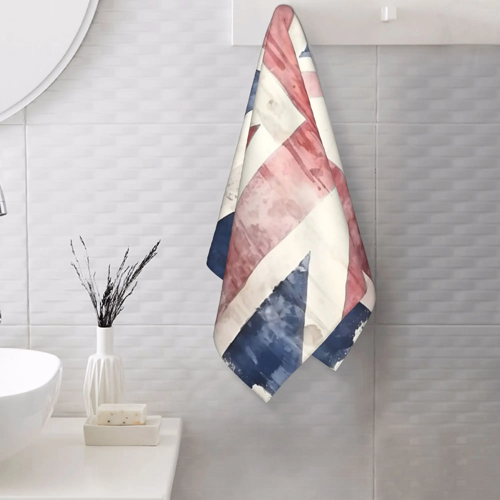 Custom watercolor Union Jack British flag print Soft Face Towel Quick Dry Pool Bath Cotton Towels Breathable