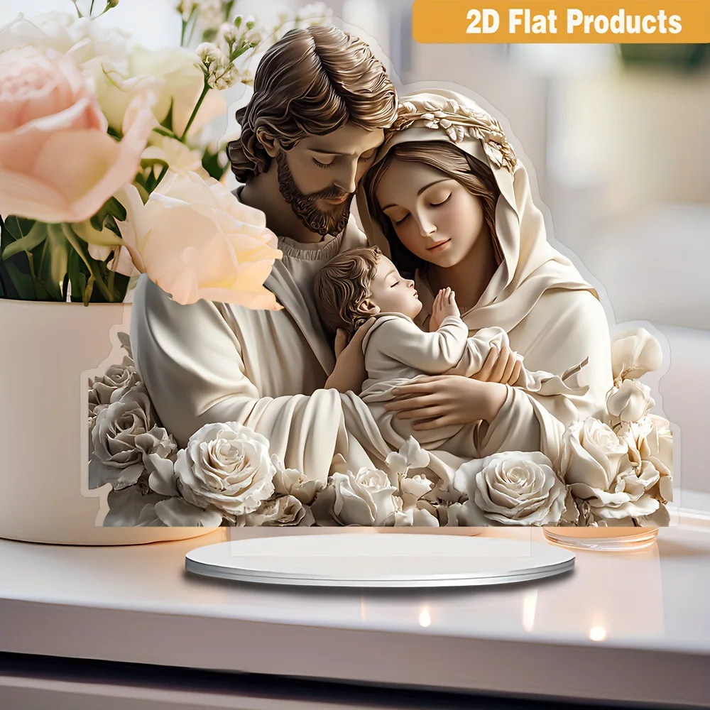 

Elegant Holy Family Sun Catcher Small Ornament Alec Waterproof and Wear-resistant Desk Counter Pendant