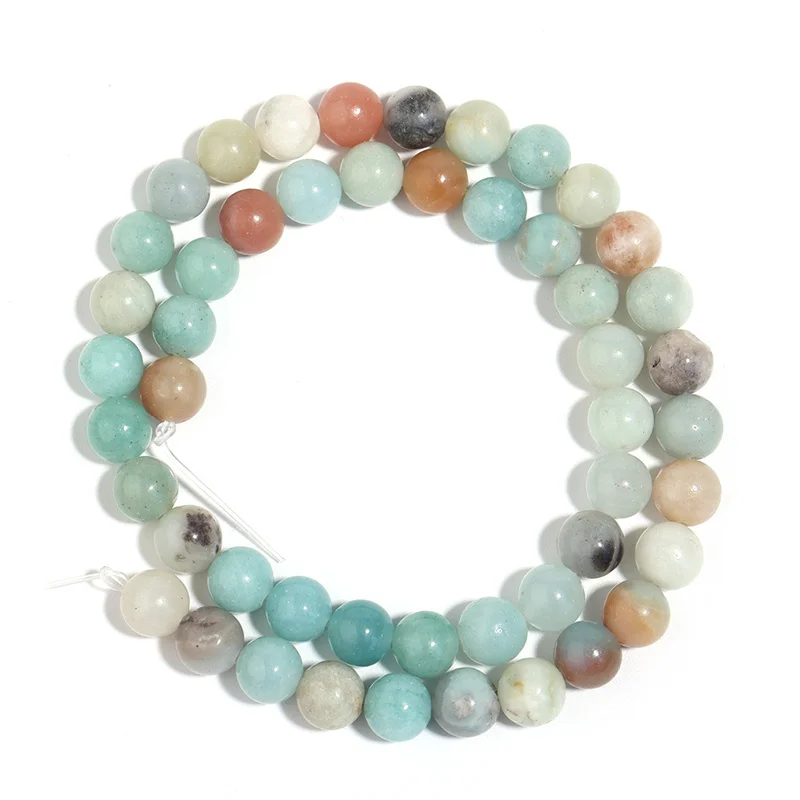 Natura Stone Smooth Mixed Amazonite Round Beads for Jewelry Making Diy Bracelet Necklace Accessories 15\