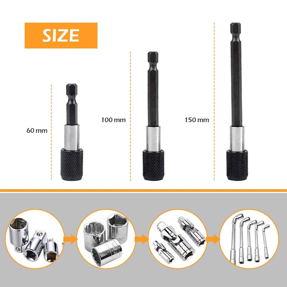 Flexible Drill Extension Hex Shank Drill Nut Driver Bit Set, Bendable Drill Bit,Universal Socket Adapter Set