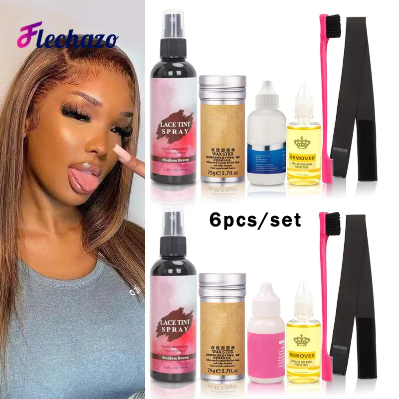 Lace Tinting Spray Kit For Wigs Light Medium Dark Brown Lace Tint Spray Ultra Hold Lace Wig Glue And Remover Hair Wax Stick Band