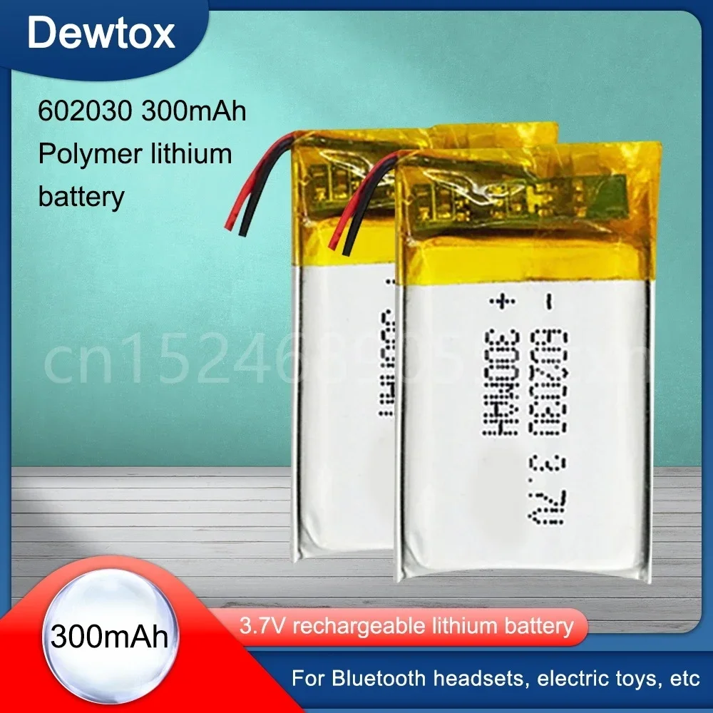 602030   Mini bateria de lítio recarregável lipo 300mah 3.7v bluetooth mp3 cartão sem fio gravador de áudio baterias de célula de íon-lítio