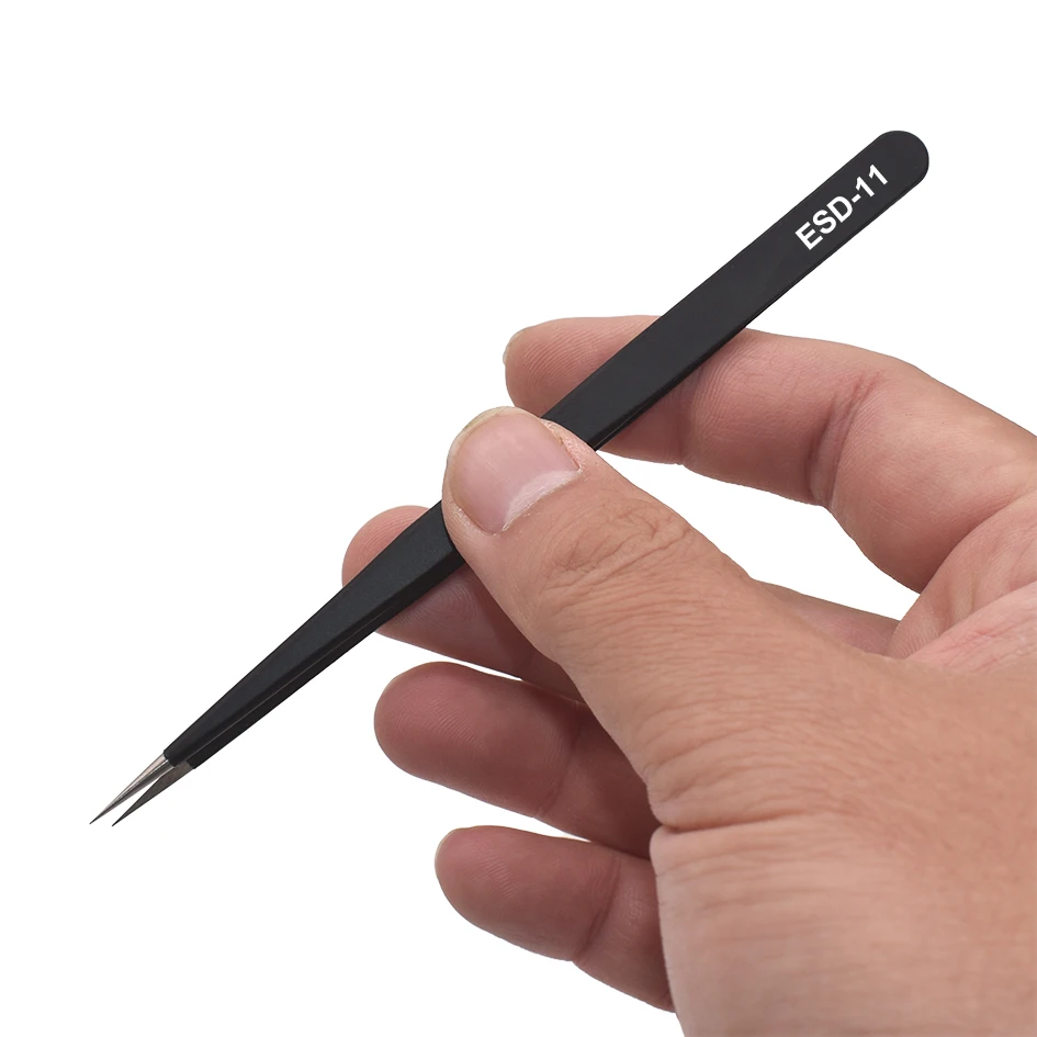 Green Package Tweezers Metal ESD- 10 11 12 13 14 15 16 17 18 Black Tweezers Forceps Nipper DIY Repair Tool Hot Sale 480pcs/lot