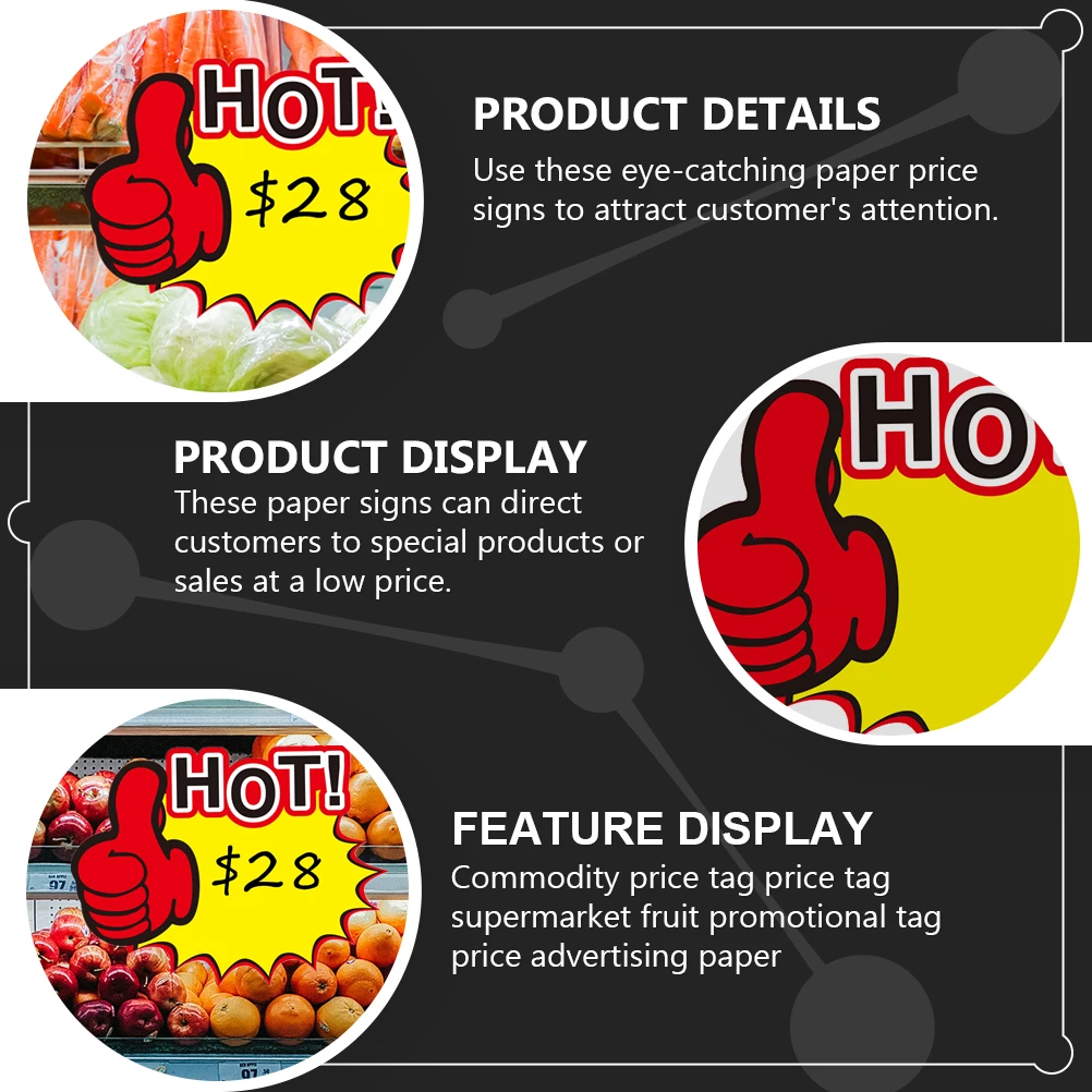 

50Pcs Market Price Signs Bright Colors Advertising Tags Long Service Time Commodity Advertising Tags