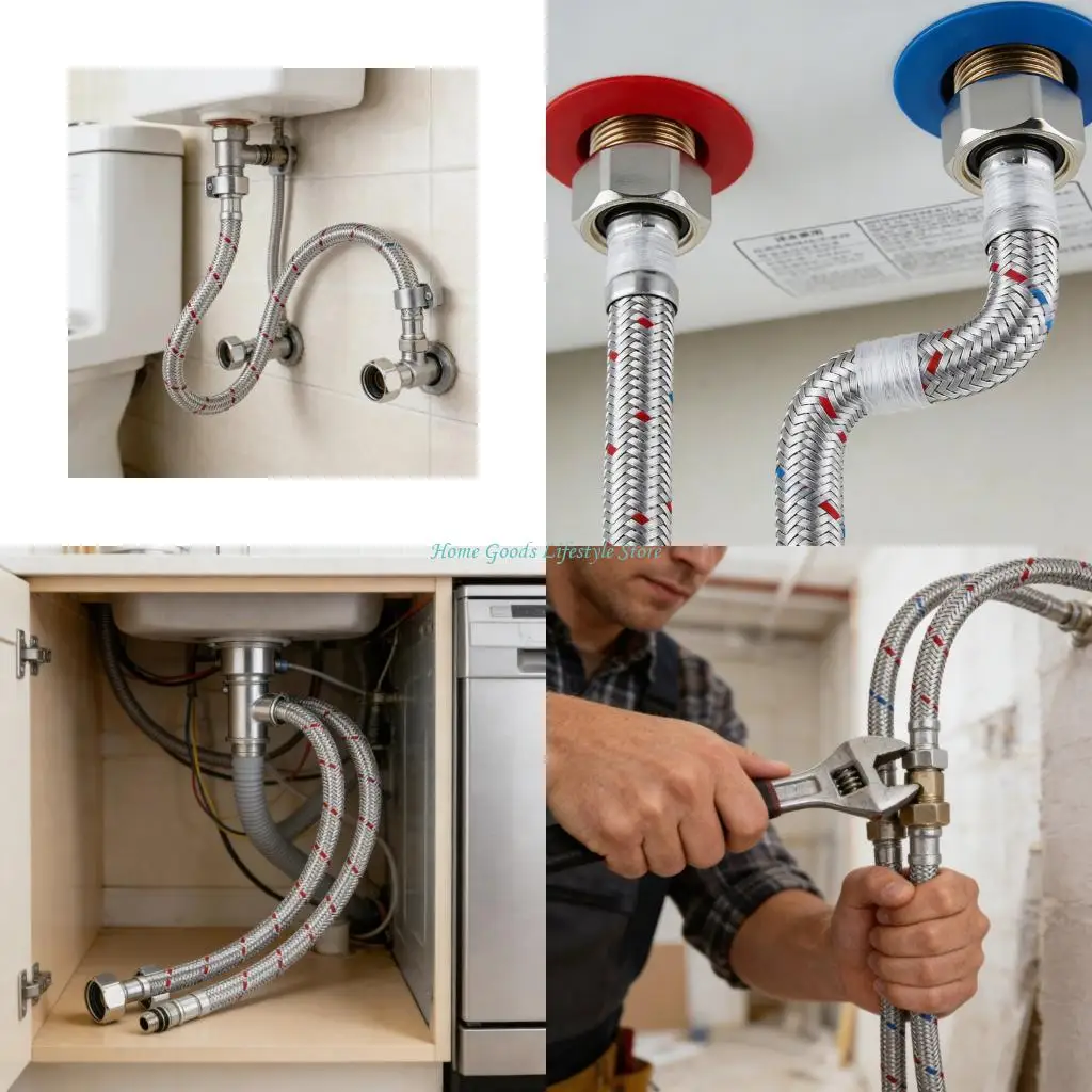 E74E Stainless Steel Flexible Extension Tube for Multipurpose Water Connection in Homes and Garden Settings
