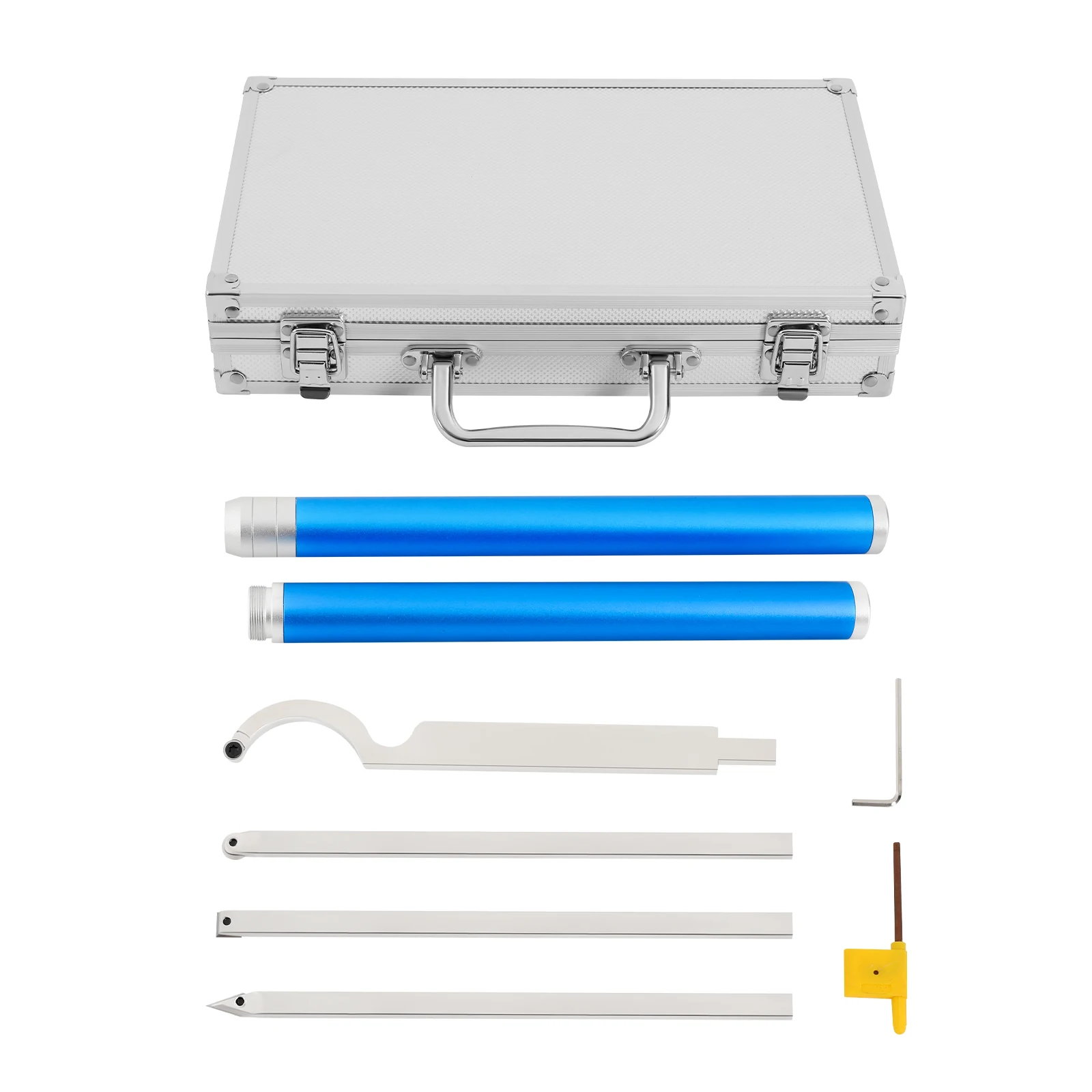 4 Piece Carbide Wood Lathe Tools Set Square Diamond Round Blades with Aluminum Tool Case for Woodturning Pen Bowl Spindle Turning