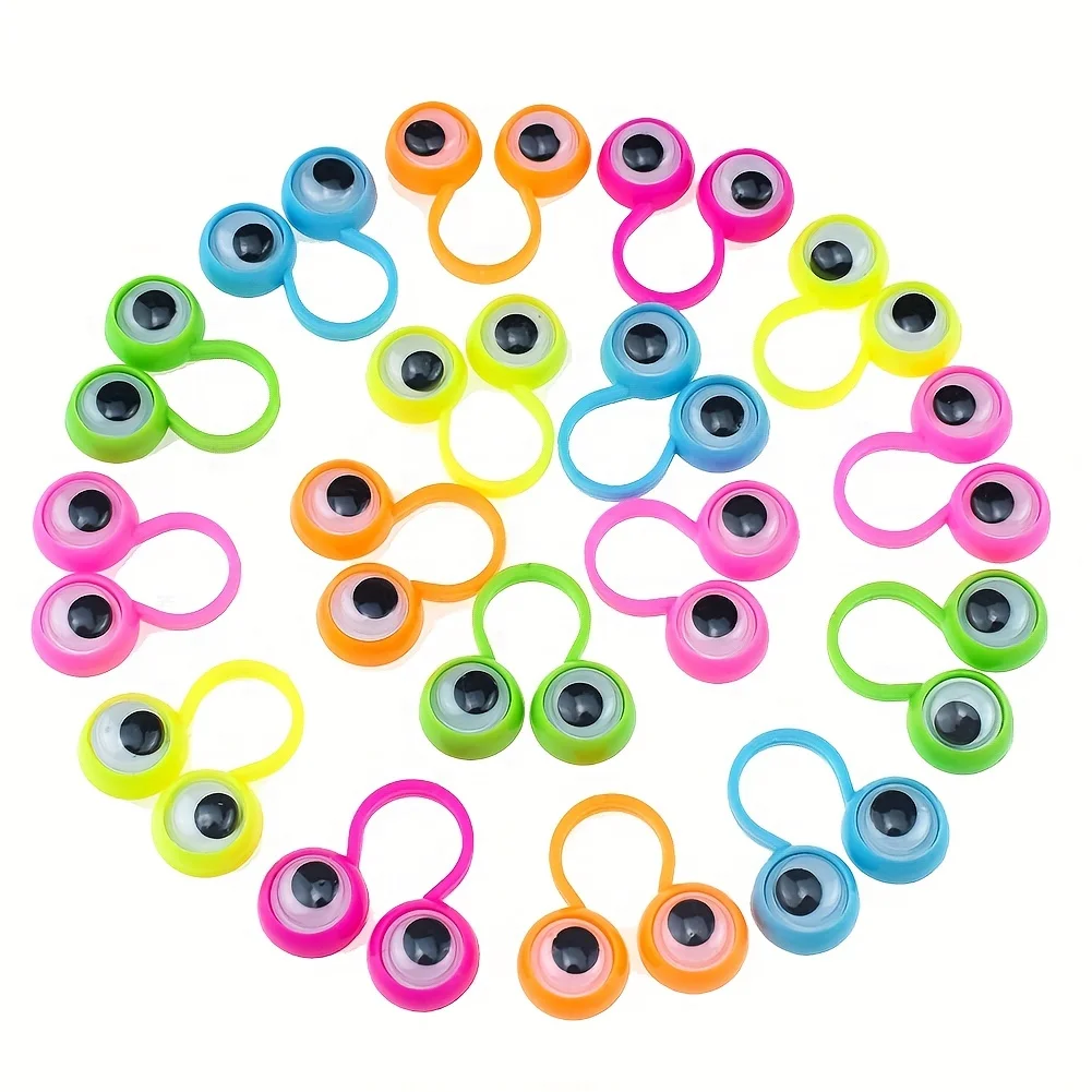 10Pcs Funny Eyeball Finger Doll Ring - Kids Adult Stress Relief Party Favors, Birthday Gifts, Christmas Gifts and Novelty Toys