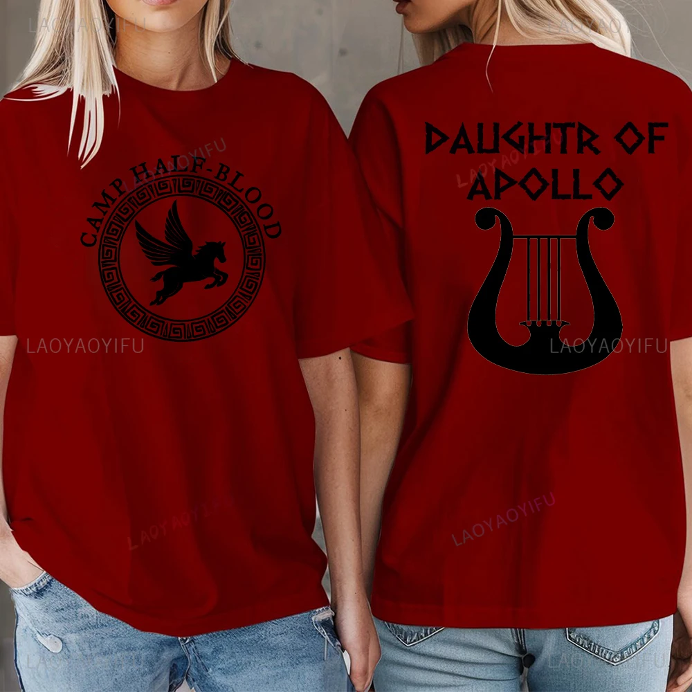 مخيم نصف الدم الأساطير اليونانية ابنة الجرافيك تي شيرت الصيف امرأة رجل موضة عادية في الهواء الطلق تنفس القطن تي شيرت #2