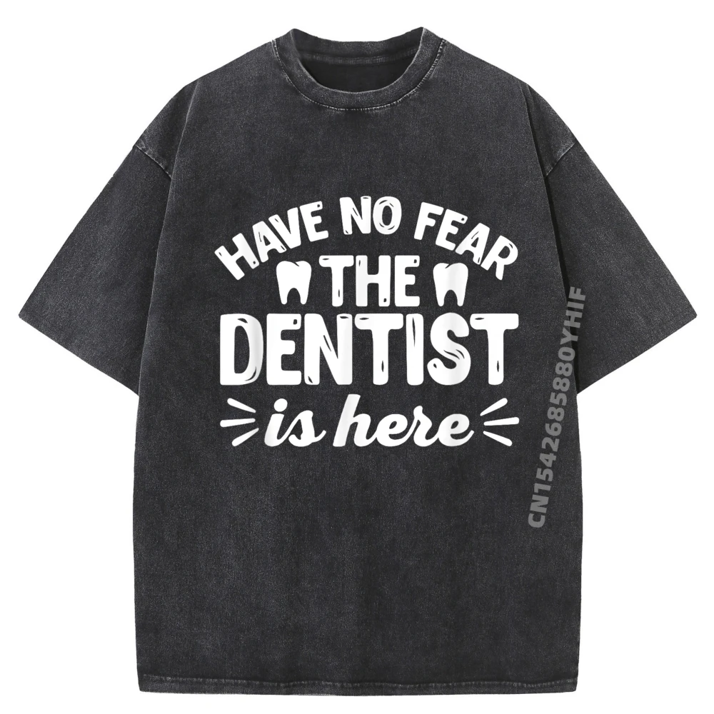 

Mens Tops Tees Graphic T-shirts Men Classic Printed Tshirt Have No Fear The Dentist Gift T-Shirt Retro Washed Shirt Family