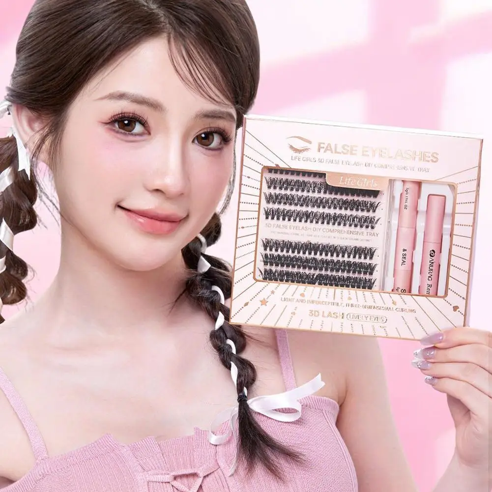 Kit grappole per ciglia 8 Style Ciglia Cluster Estensioni Tweezzer finte sottili Sigillo Fascia per ciglia con kit Soffice ricciolo sottile P9L3