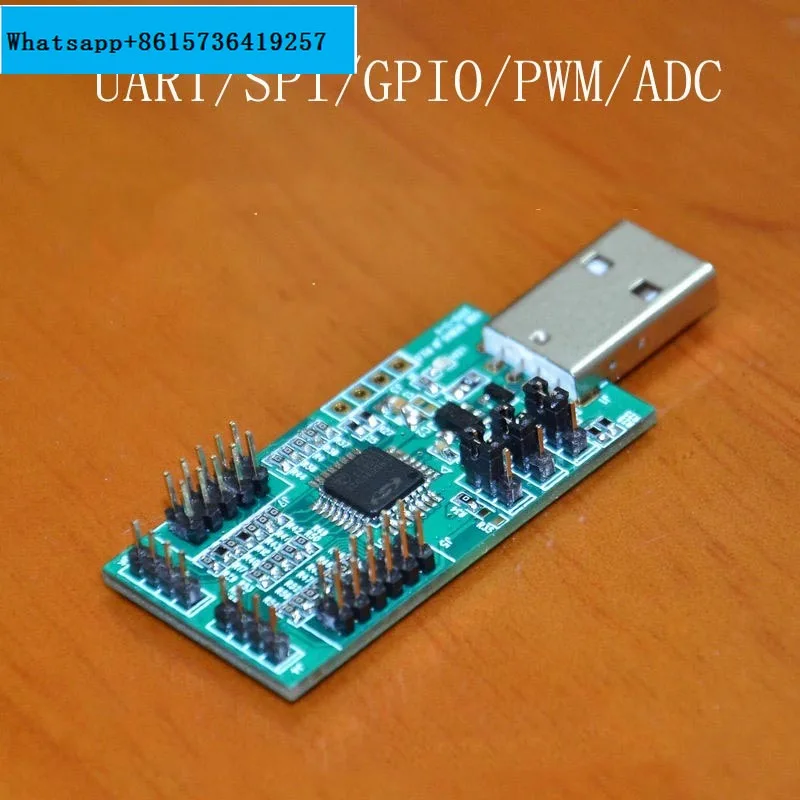 USB to UART I2C SPI ADC PWM GPIO Converter Linux, 4 ADC 4 PWM 8 Digital IO, Free QT Labview VB VC Demo