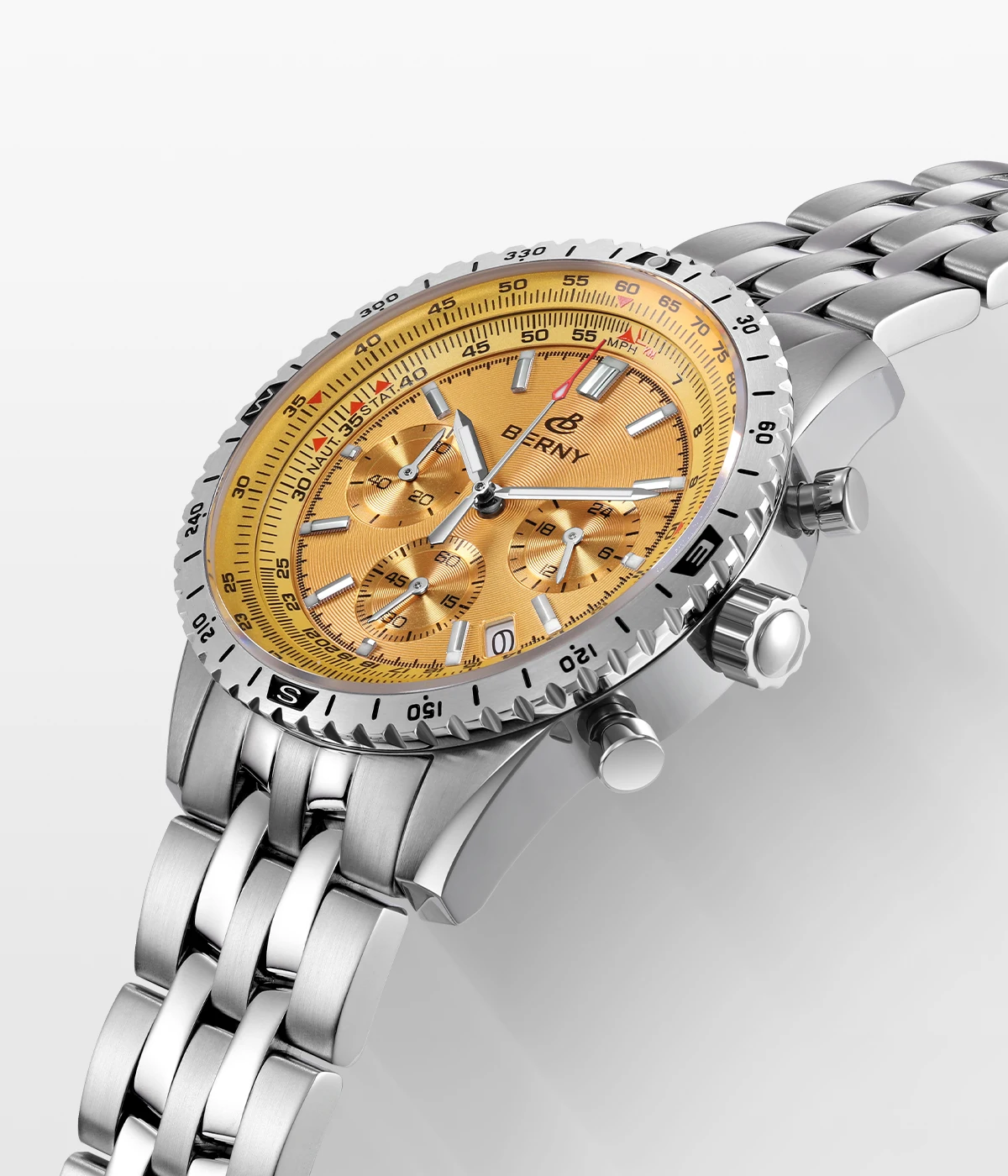 BERNY Aviation Herrenuhren Quarz Chronograph Uhr Datum Saphir Super Leuchtend Luxusmarke Dress Herren Armbanduhr – Detail 2