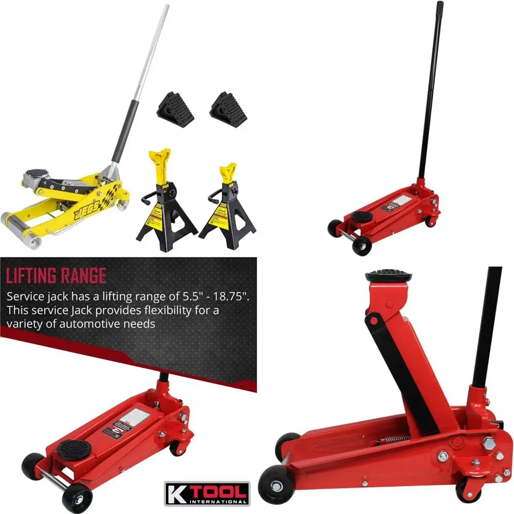 

3-Ton Capacity Aluminum Floor Jack Kit with Stands and Wheels for Vehicle Lifting and Maintenance
