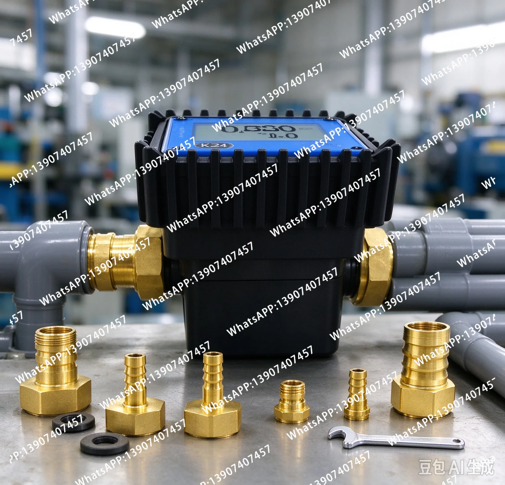 For K24 Digital Display Micro Gear Flow Meter Hydraulic Oil Soybean Water 0.2-10 L/min 100 LPM