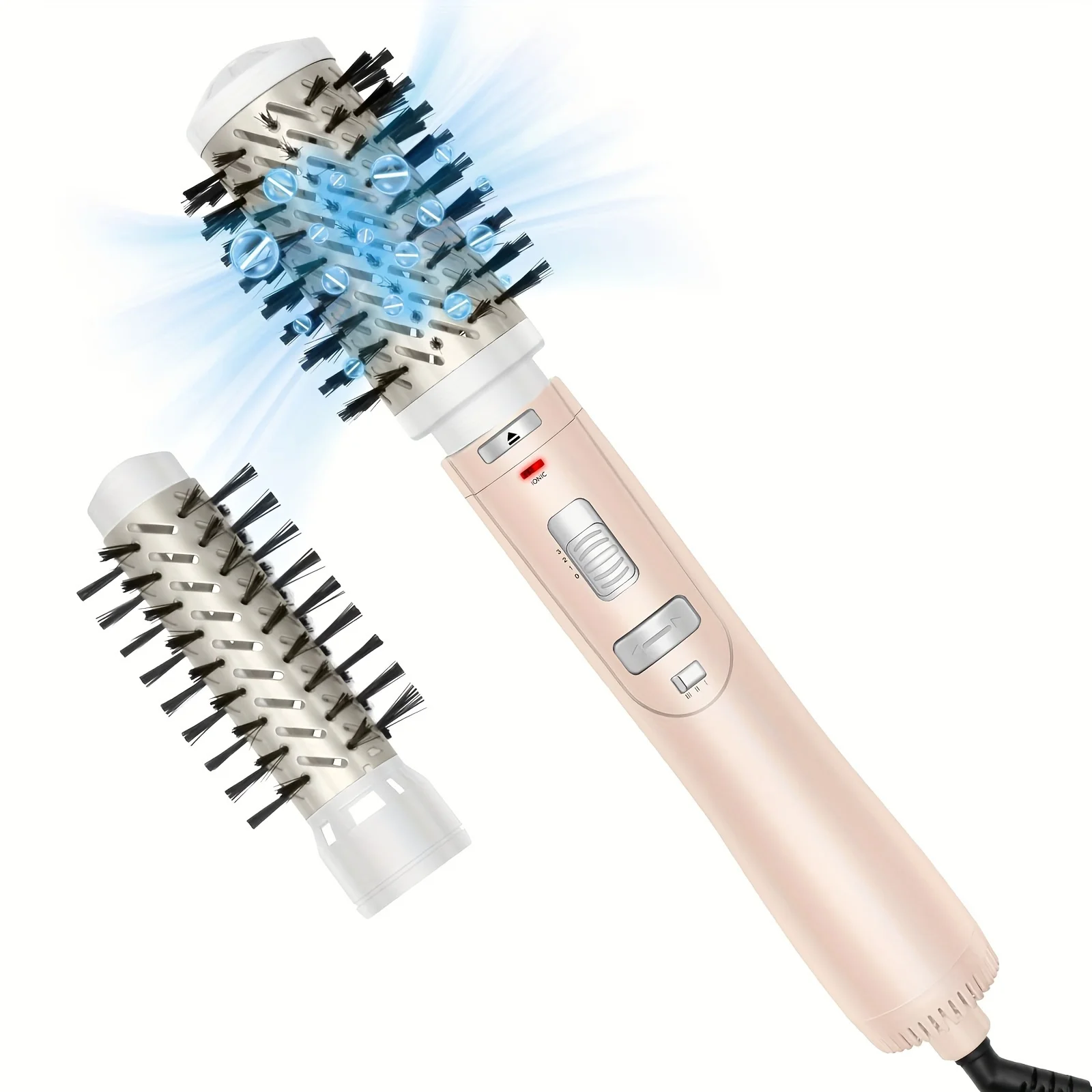 Hair Dryer Brush 3-in-1 Rotating Round Hot Air Spin Brush Set with 2 Brushes Blow Volumizer Auto-Rotating Curling Brush