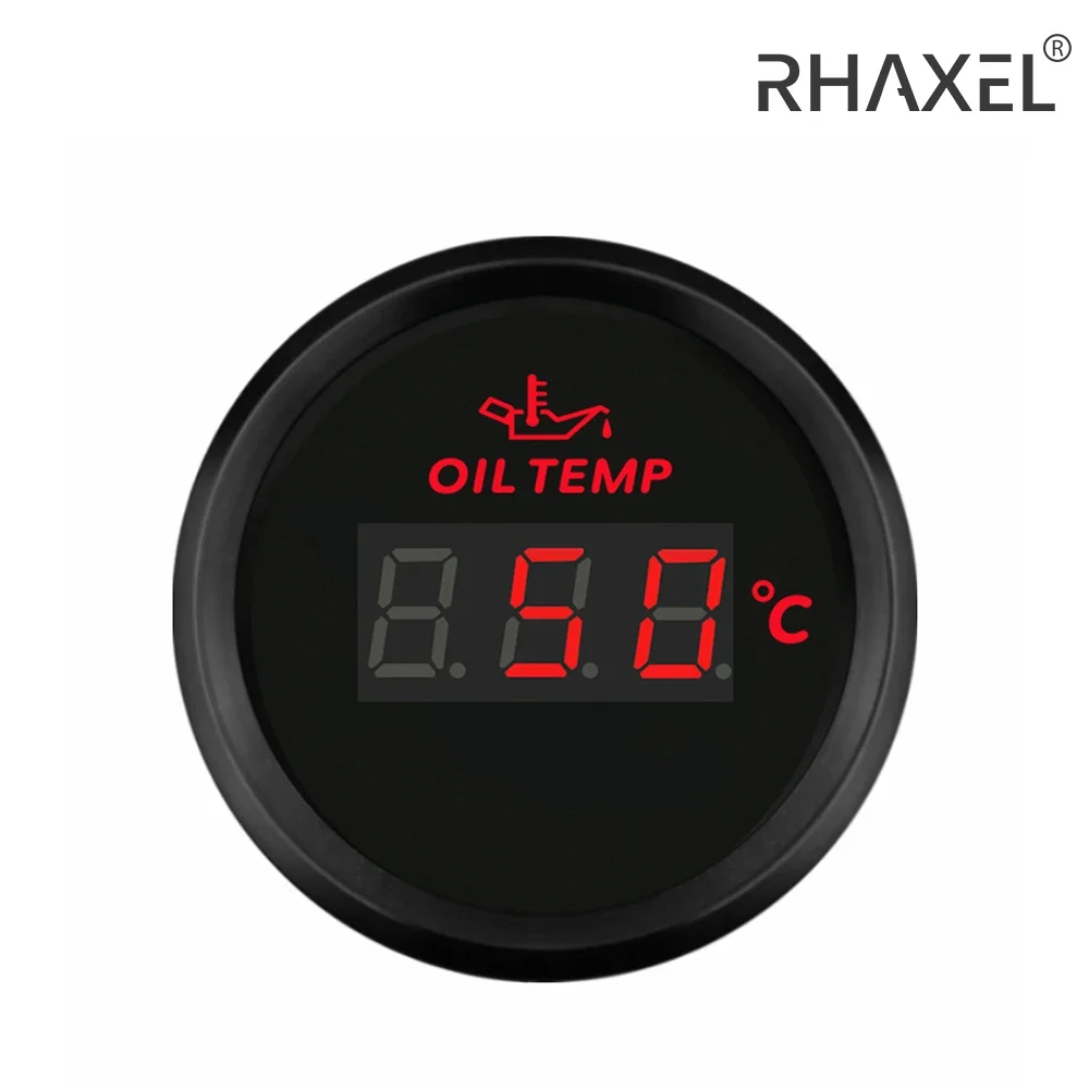 RHAXEL กันน้ํา Universal 2 "(52 มม.) เครื่องวัดอุณหภูมิน้ํามันสัญญาณ 50-150 ℃   มีไฟแบ็คไลท์สีแดง 12V 24V สําหรับรถยนต์ เรือ รถจักรยานยนต์