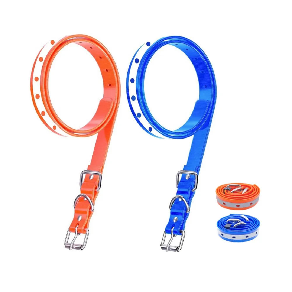 Dog Collars Strap, Replacement Collar for Shock Reflective Blue & Orange TPU Collar, Adjustable Classic Dog Collar Strap