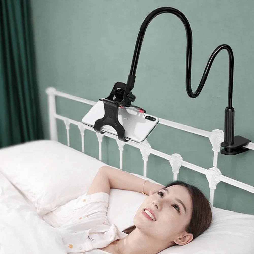 New 360 Rotating Lazy Phone Holder Universal Adjustable Desktop Phone Clip Flexible with Handle Bed Desktop Mount Bracket