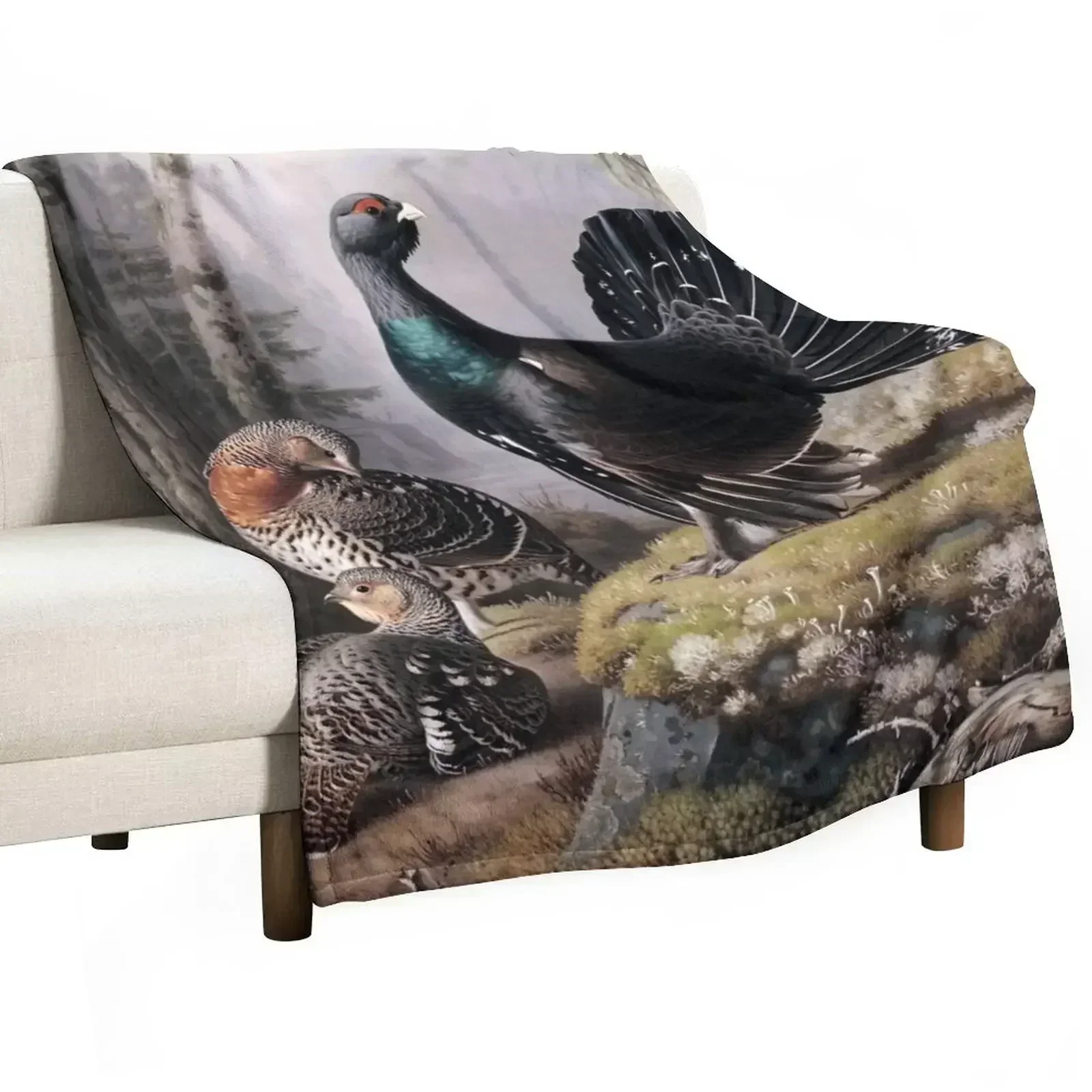 Capercaillie courting by Ferdinand von Wright Throw Blanket warm for winter christmas decoration Bed Blankets