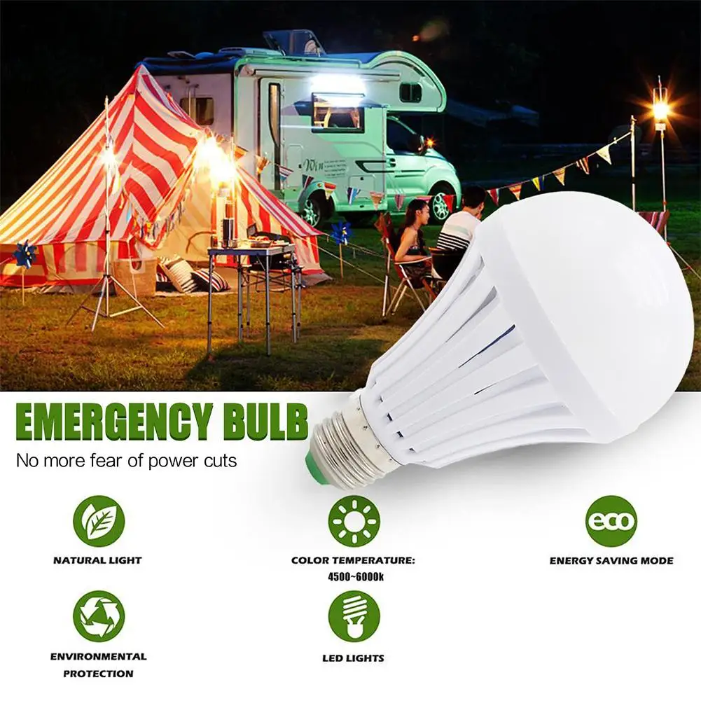 LED 5/7/9/12/15W Emergency Light Bulb Lamps Rechargeable Battery Lamp For Outdoor Bombillas Flashlight D2V4