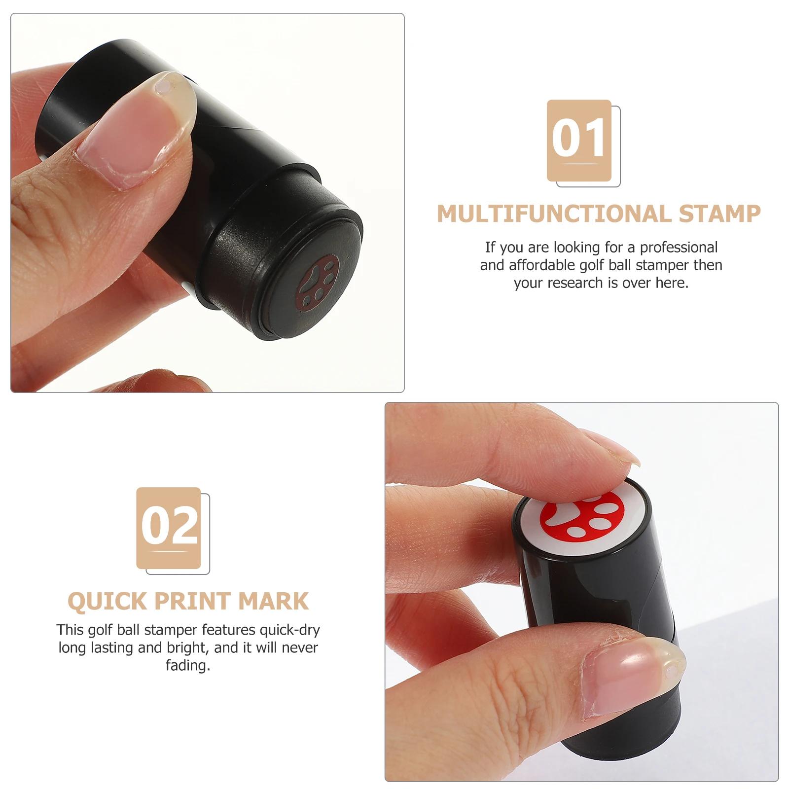 

1pc Portable Golf Ball Stamper Tool Reusable Plastic Stamp Quick-Dry Durable Personalized Ball Identifier For Golf Learners