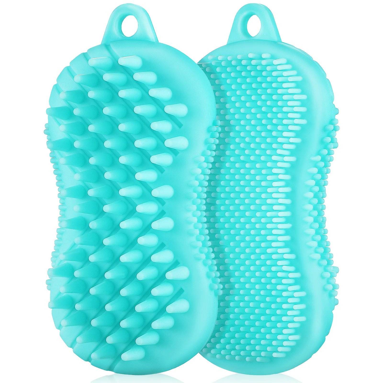 

2pcs Silicone Body Scrubber Brush Exfoliating Shower Bath Tool For Scalp Hair Massage Dual-Sided Soft Bristles Ergonomic Design
