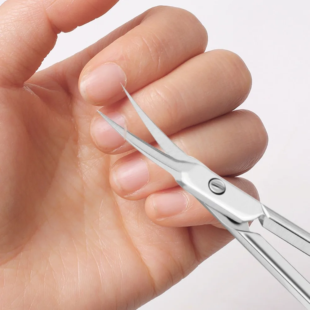 Stainless Steel Cuticle Scissors Arc Shaped Silvery Nail Cuticle Trimmer Curved Blade Multipurpose Manicure Scissors Pedicure