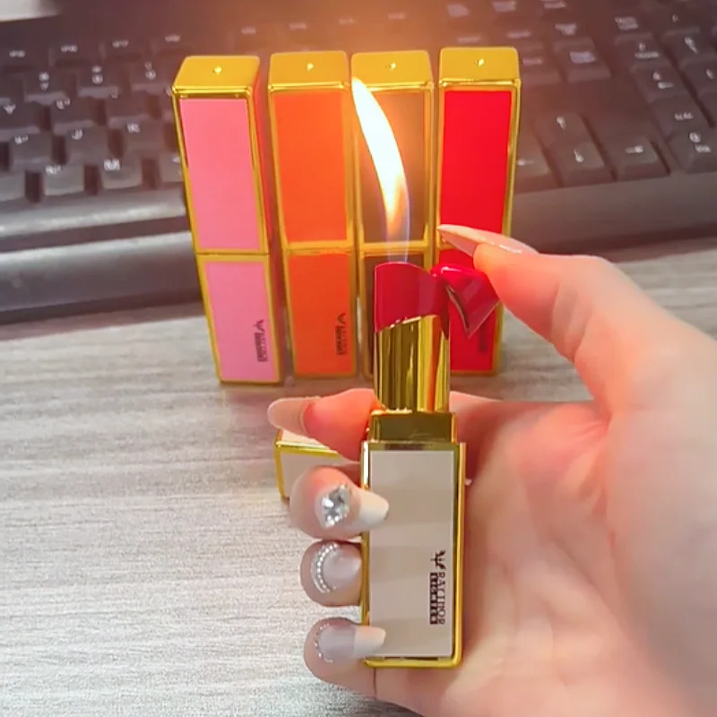 New Creative Lipstick Inflatable Lighter Personalized Design Lipstick Styling Outdoor Portable Mini Lighter Smoking Gift