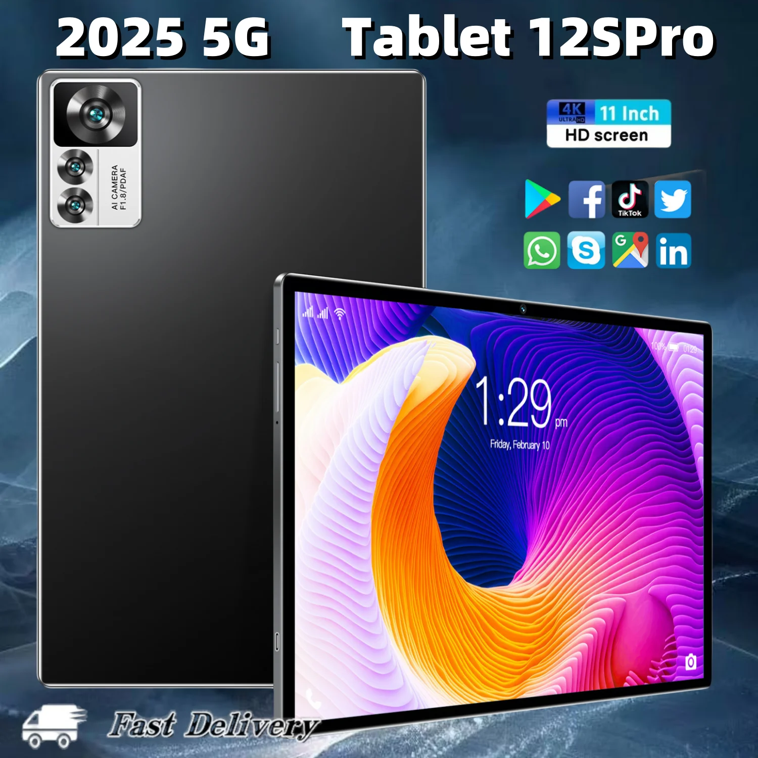 ﻿2025 Brand New Global Version Pad 12S Pro Tablet Android 13 16GB 1TB 5G Dual SIM 10 Core WiFi Bluetooth HD Screen Tablet PC