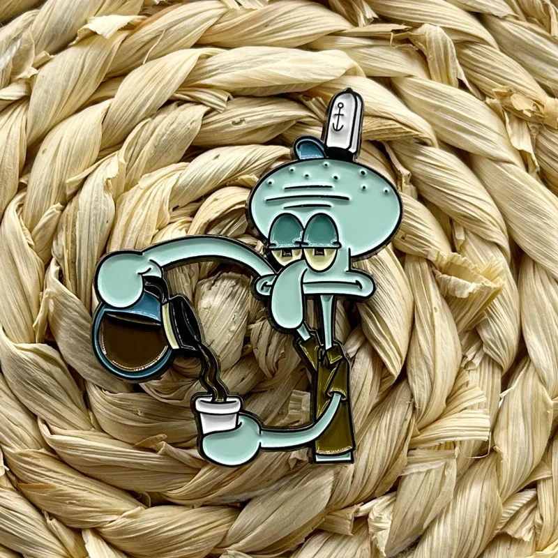 SpongeBob Squidward Brooches Enamel Pins Cartoon Anime Badges Backpack Hat Shirt Lapel Pin Jewelry Decorations Gifts for Friends