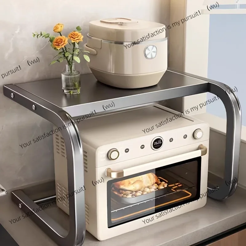 Spacious double metal microwave oven rack, countertop storage rack for ovens and bakes, no assembly required, durable