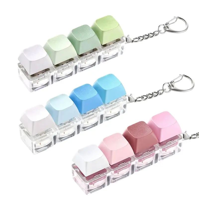 Silent Fidget - Paquete de 3 clics de teclado Modelos cremosos, silenciosos y clics - Llavero para aliviar el estrés