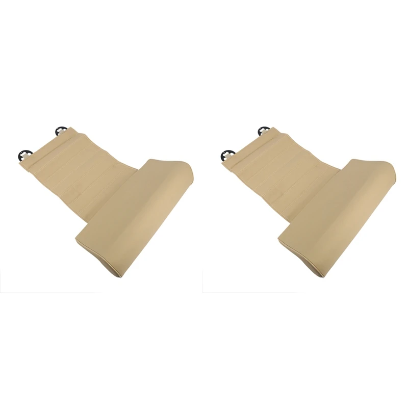 2X Universal Car Seat Leather Leg Pad Support Extension Mat Soft Foot Support Leg Leather Cushion Knee Pad Memory Beige