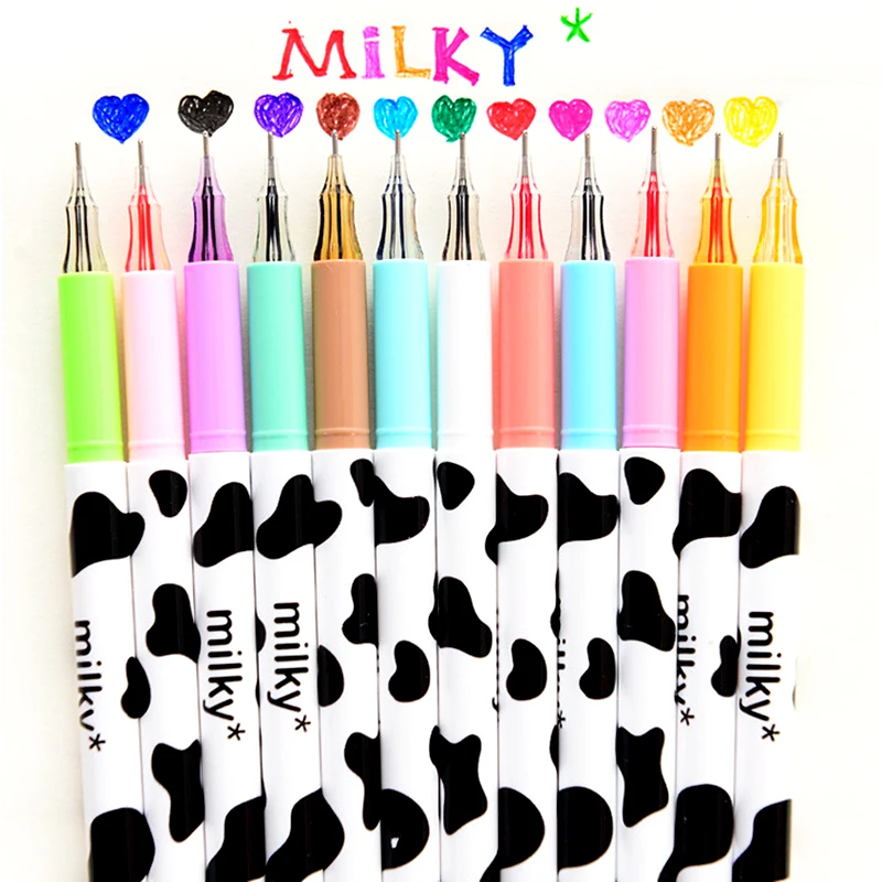 1 Pcs Kawaii Color Pens for Writing Cow Cute Stationery Pen Diamond School Supplies