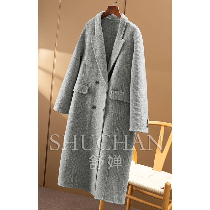 2 Pieces Wool Blend Vest + Long Coat 73C7  Casaco Feminino De Inverno Super Quente Winter Jacket Women