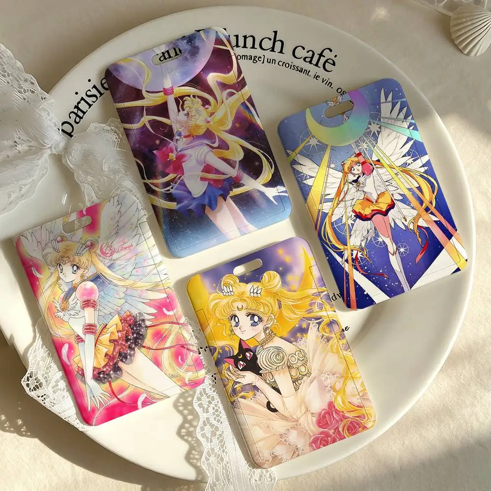 S-Sailors M-Moons 1 Card Holder, Leather Card Storage Box, Key Chain, Access Tag Holder, ID Card Holder, Key Chain
