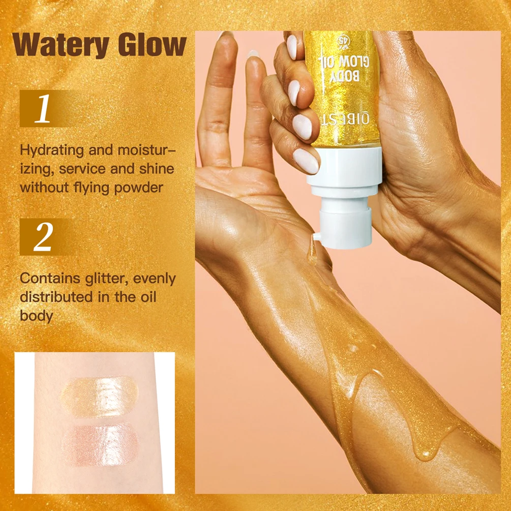 ボディシマーオイル リキッドハイライター 長持ちするスパンコール 照明を与える保湿ハイライト 顔の輪郭を明るくするメイクアップ