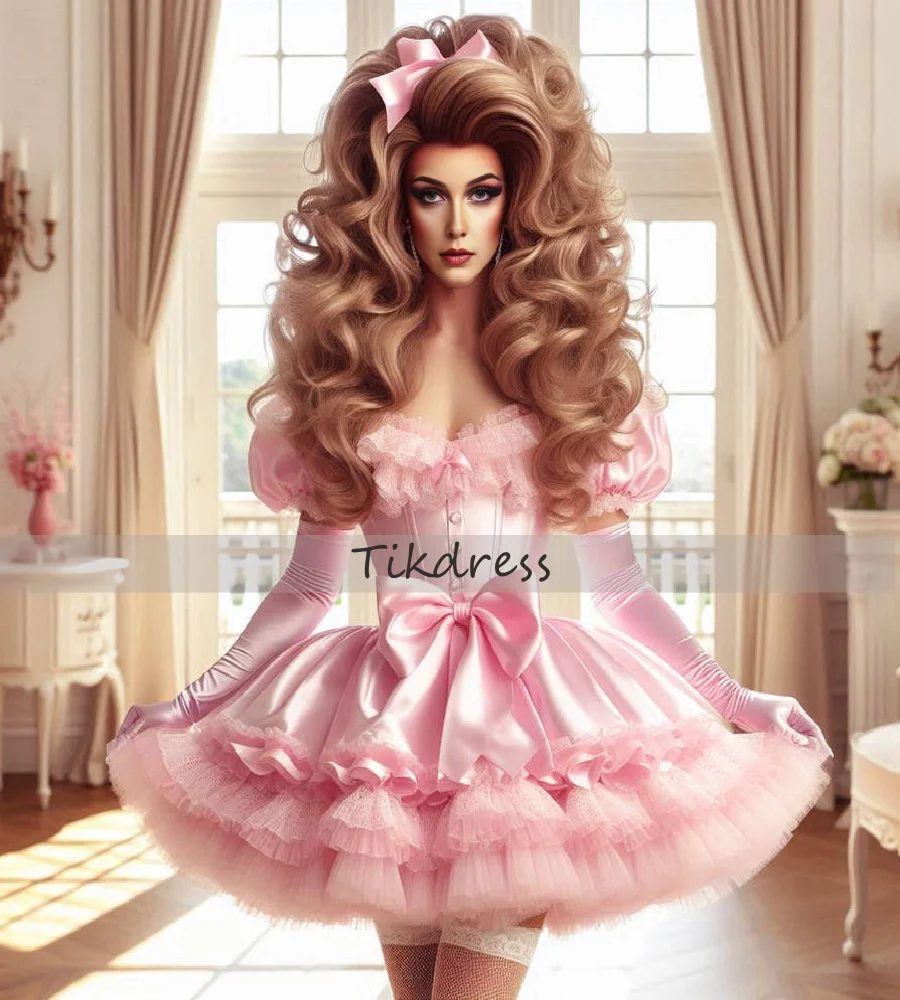 

Fairy Pink Homecoming Dress Aesthetic Cosplay Maid Dress 2025 Mini Short Cocktail Dress Fantasy Elf Evening Dress PromCustomized