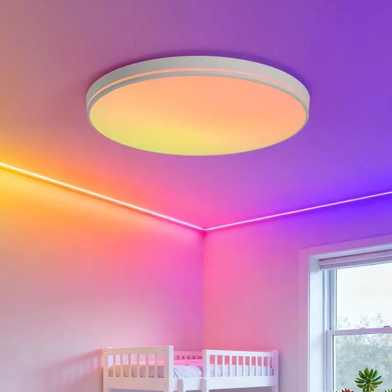 Round Full Spectrum Smart Ceiling Light for Bedroom, Colorful Sky Effect Natural Lighting