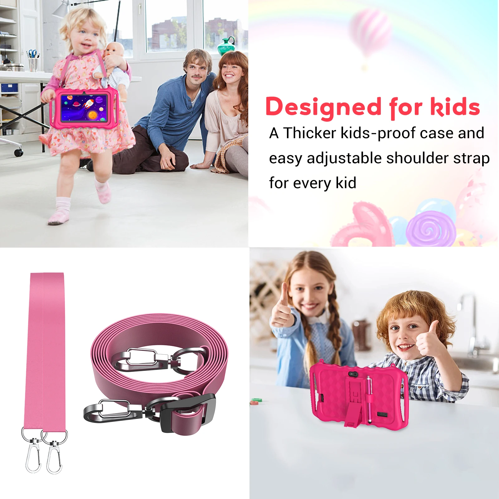 XGODY Android Kids Tablet For Study Education 32GB ROM 7 Inch IPS Screen PC Type C WiFi OTG Children Tablets With Cute Case