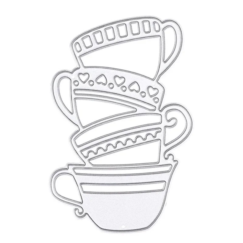 Thee Koffie Cup Metalen Stansmessen Stencils Voor Diy Scrapbooking Decoratieve Embossing Pak Papier Kaarten Sterven Sjabloon