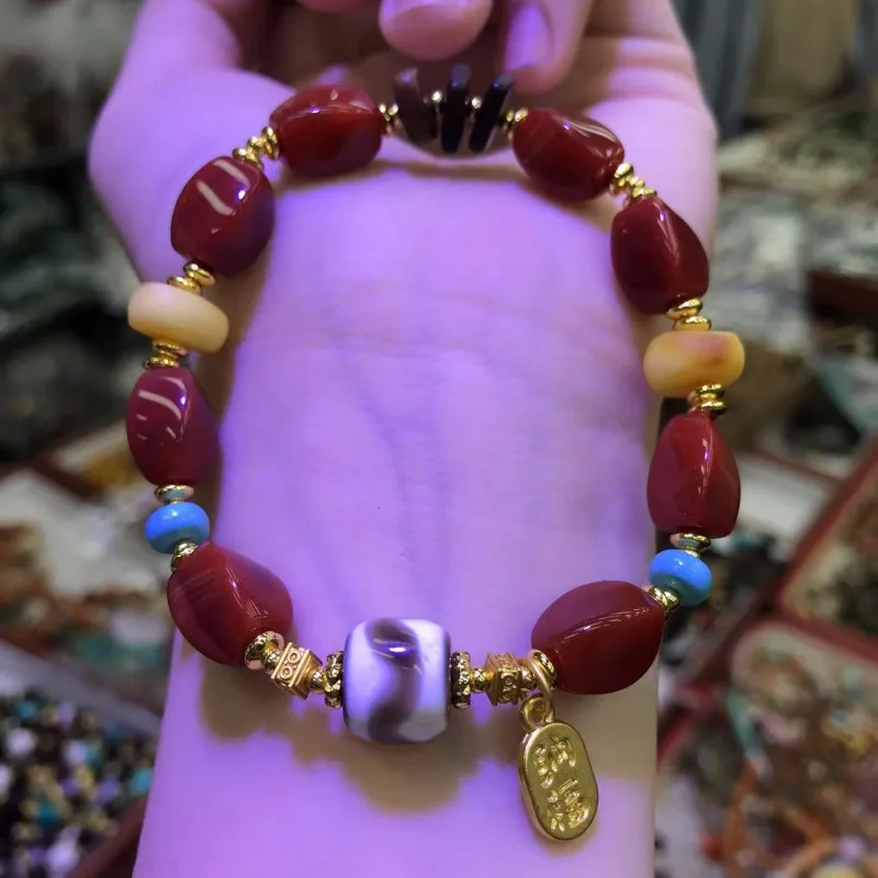 

New Style Red Agate , Amber Dzi Bead , Handmade Woven Bracelet