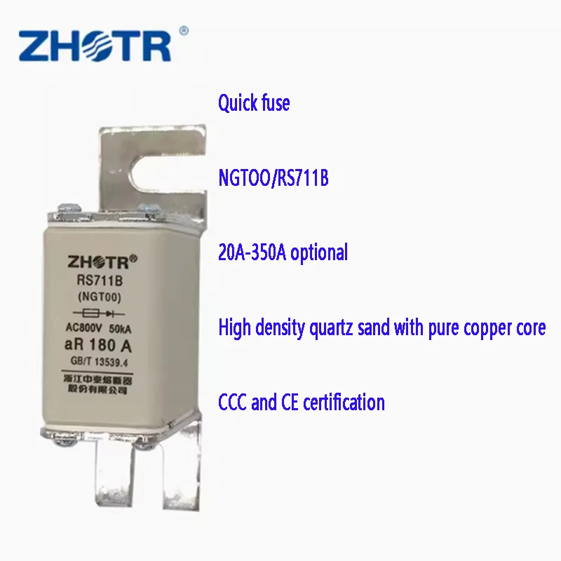 

100% silver slice NGT00 RS711B Ceramic Quick Fuse RS6-00 HLS00 fuse tube 50A 63A 80A 100A 125A 150A 160A 25A AC 690V 800V 50KA