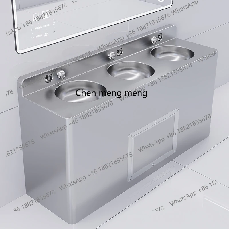 

Factory direct sales detention center stainless steel sink floor-to-ceiling face wash double basin three sinks