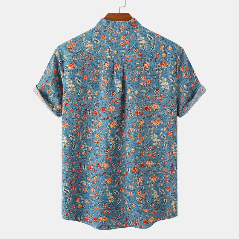 Camisa hawaiana Floral de manga corta para hombre, camisa de playa con cuello de media tapeta, ropa informal para vacaciones, 3XL, novedad de